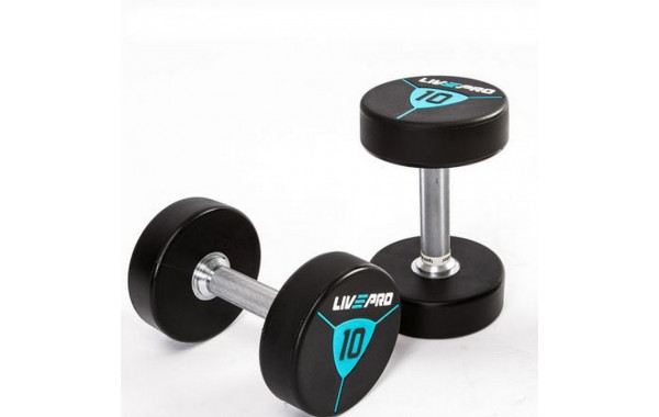 Гантели в уретане 24 кг Live Pro Premium Urethane Dumbbells LP8000-24 600_380