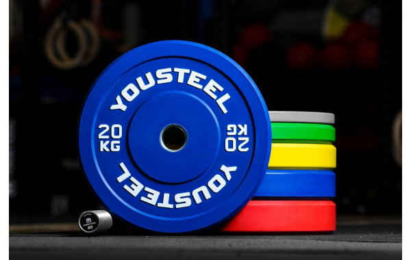 Диск 20кг, каучуковый, тренировочный, синий YouSteel 600_380