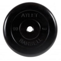 Диск обрезиненный d31мм MB Barbell Atlet 10кг черный MB-AtletB31-10
