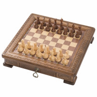Шахматы резные Haleyan Квадро в ларце с ящиками 50 kh161