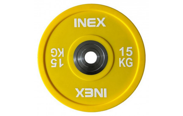 Олимпийский диск в уретане 15кг Inex PU Bumper Plate TF-P2100-15 желтый\белый 600_380