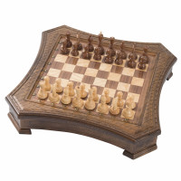 Шахматы резные Haleyan восьмиугольные в ларце с ящиками 50 kh164