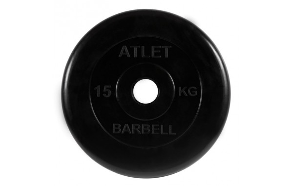 Диск обрезиненный d51мм MB Barbell Atlet 15кг черный MB-AtletB51-15 600_380