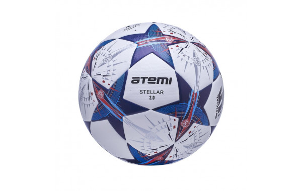 Мяч футбольный Atemi STELLAR-2.0, PU+EVA, бел/син/оранж., р.5, Thermo mould (б/швов) 600_380