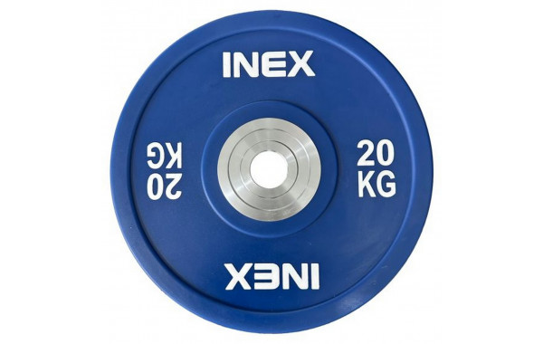 Олимпийский диск в уретане 20кг Inex PU Bumper Plate TF-P2100-20 синий\белый 600_380