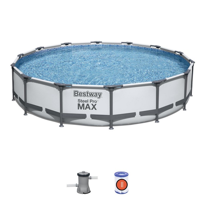 Каркасный бассейн круглый 427х84см+фильтр-насос Bestway Steel Pro Max 56595 800_800