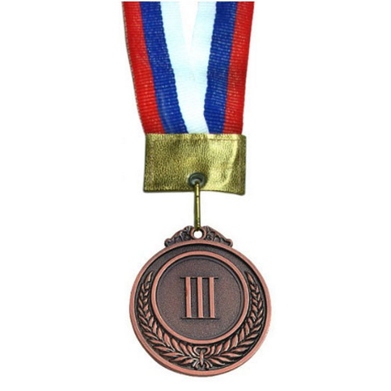 Медаль Sportex наградная малая 3-место (римские цифры) (5,3*0,3см, с ленточкой триколор) No.97-3 800_800