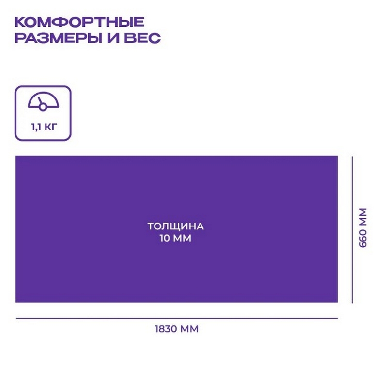 Коврик для йоги и фитнеса 183x66x1см NBR PROIRON К18610НФ фиолетовый 799_800