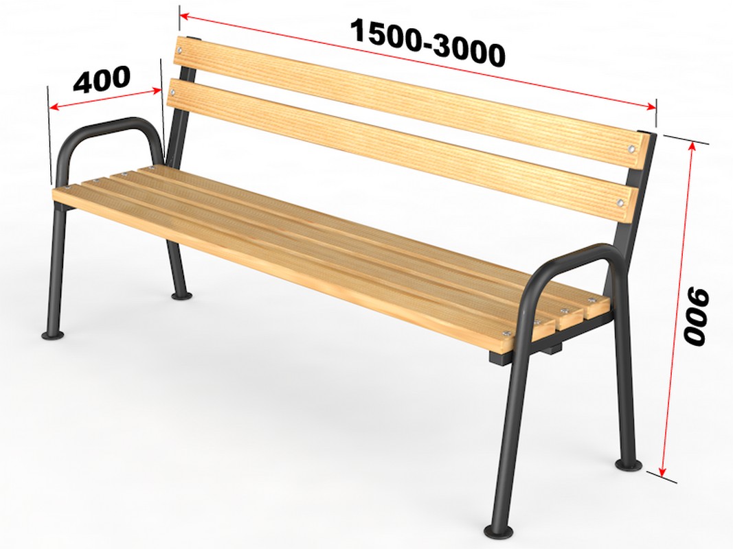 Уличная скамейка со спинкой Стандарт, длина 2000 мм Glav 14.6.3000-2000 1067_800