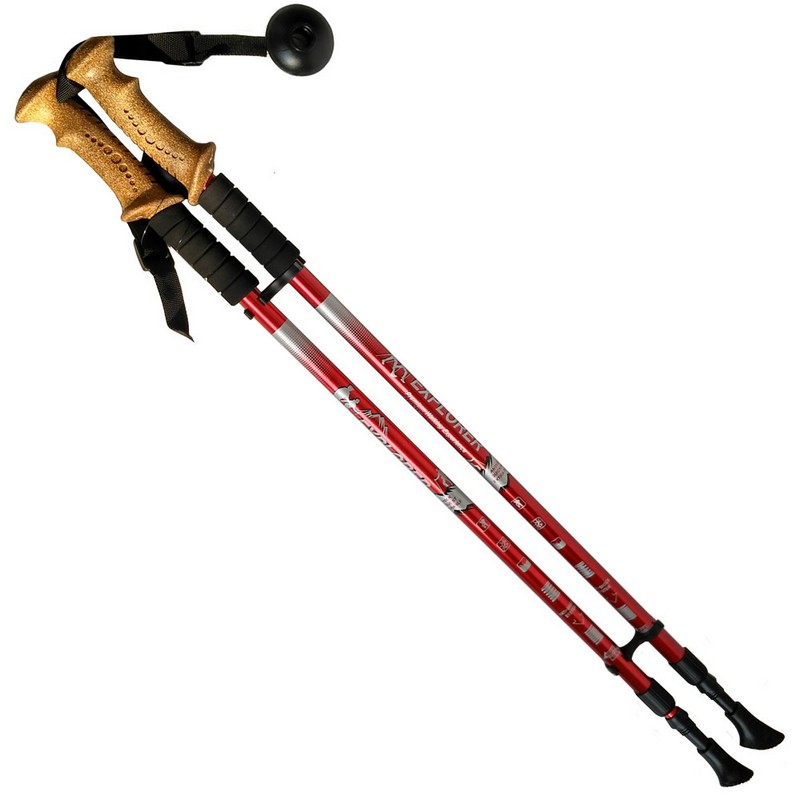 Палки для скандинавской ходьбы телескопическая, 2-х секционная R18142-PRO красный 800_800