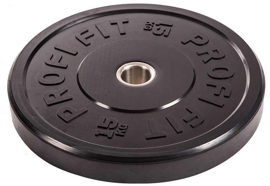 Диск для штанги каучуковый, черный, d51 15кг Profi-Fit 925_639