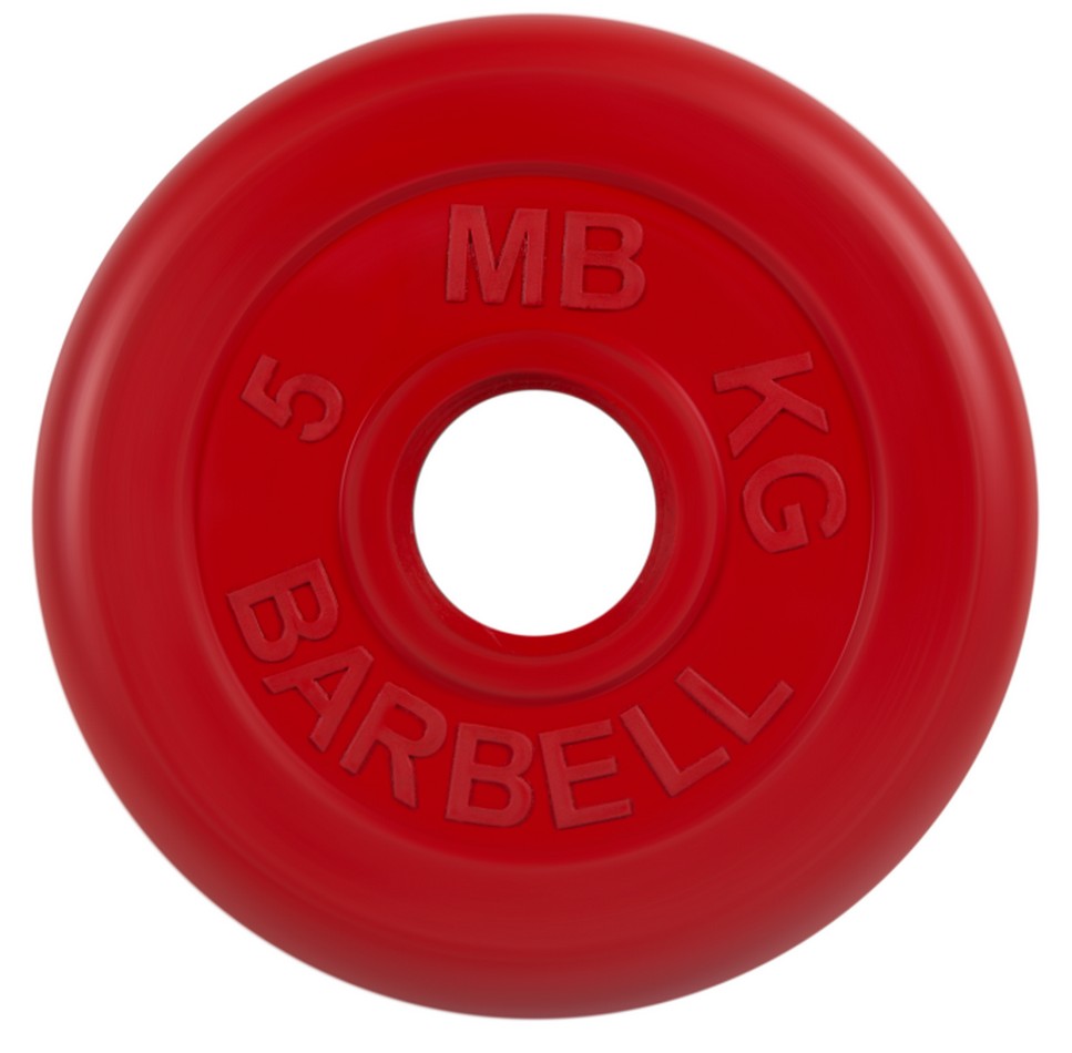 Диск обрезиненный d51мм MB Barbell MB-PltC51-5 5кг красный 967_950