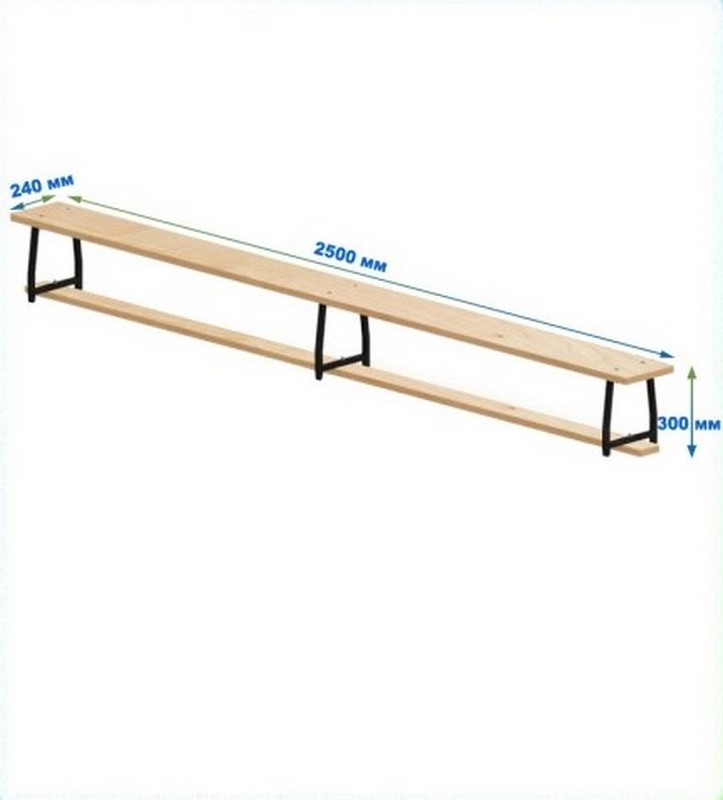 Скамейка гимнастическая 2500мм (фанерная) ножки метал Dinamika 723_800