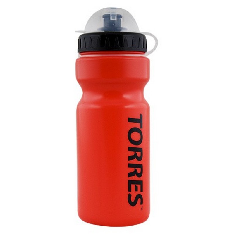 Бутылка для воды Torres 550 мл, крышка с защитным колпачком SS1066 красная, черная крышка 800_800