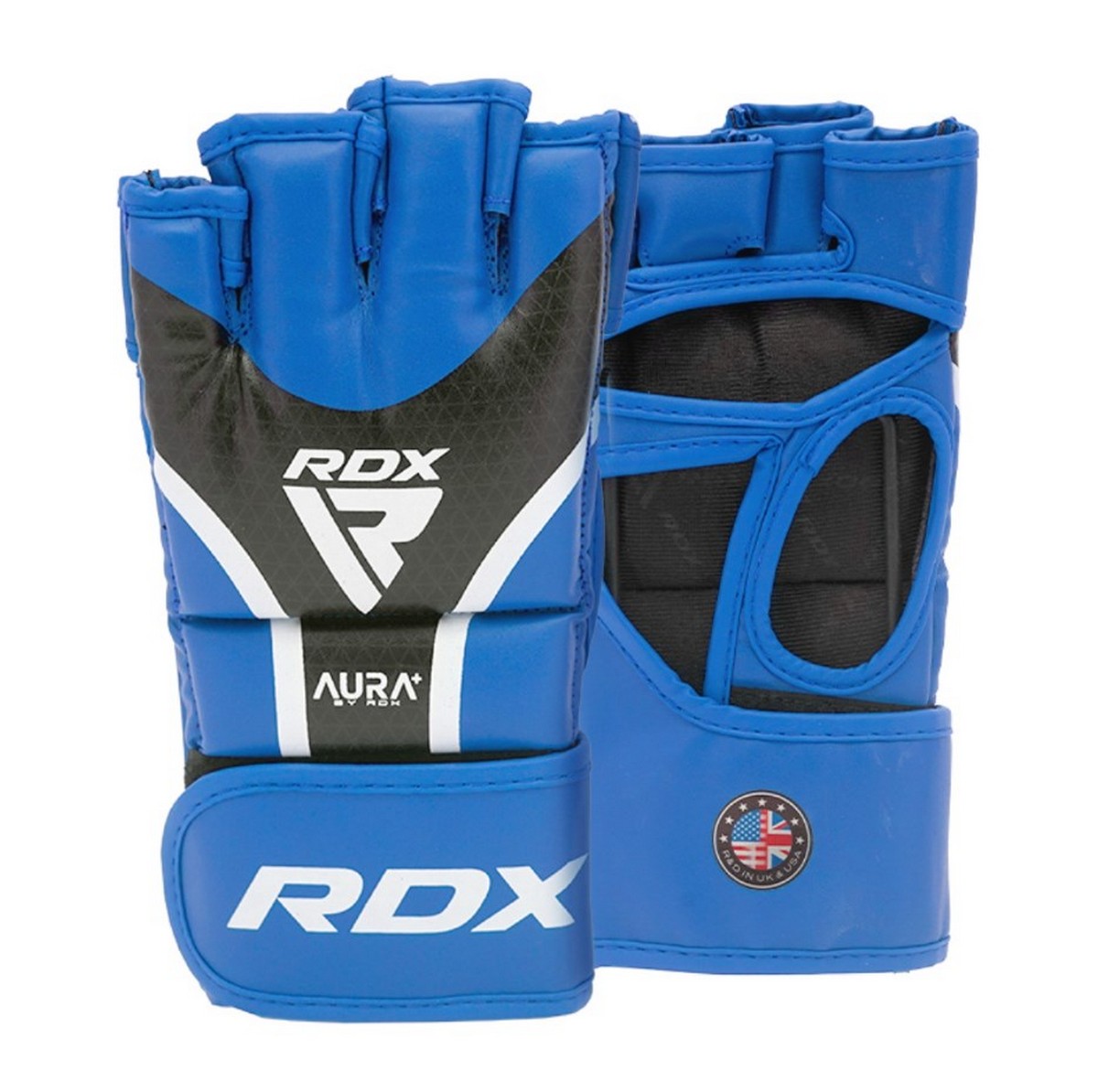 Перчатки RDX Grappking Aura Plus T-17 GGR-T17UB синий\черный 1200_1194