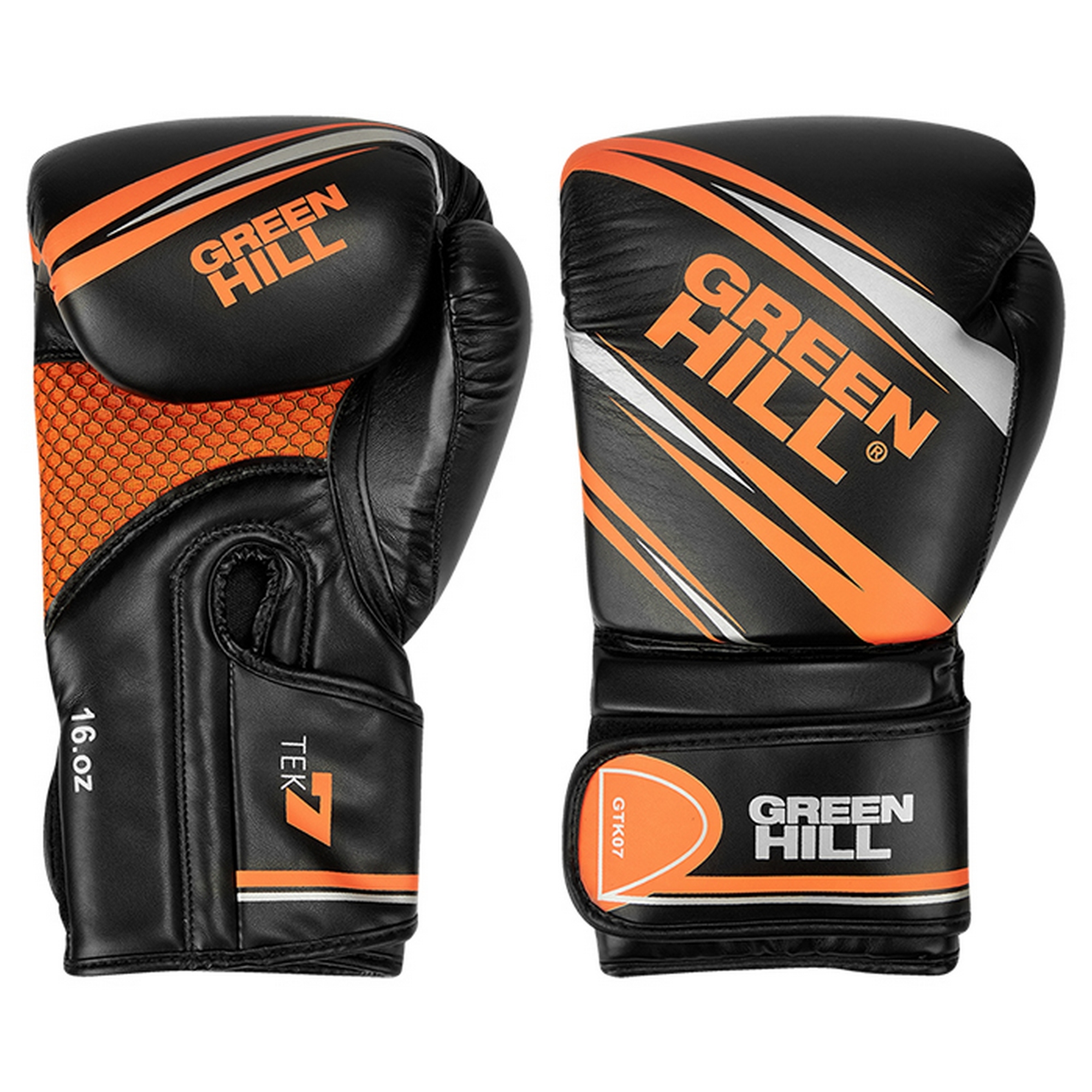 Боксерские перчатки Green Hill TEK7 BGT-2279 черно-оранжевый 2000_2000