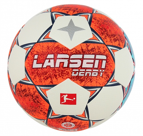Мяч футбольный Larsen Derby White/Orange/Blue 500_476