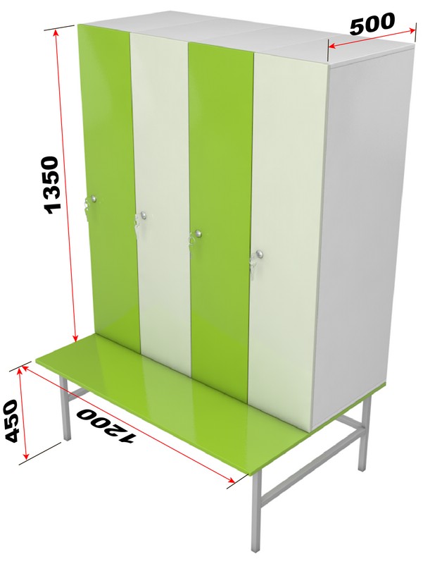 Шкаф-скамейка для раздевалок c покрытием HPL Glav 10.2.11 601_800