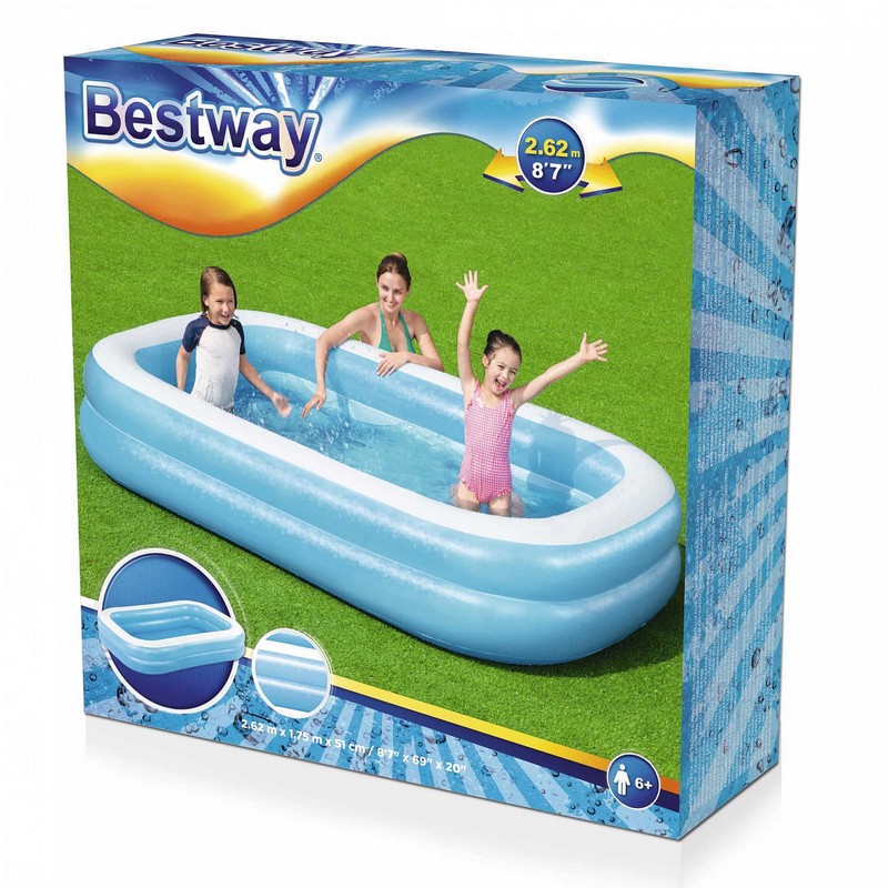 Детский надувной бассейн, прямоугольный 262х175х51см Bestway 54006 800_800